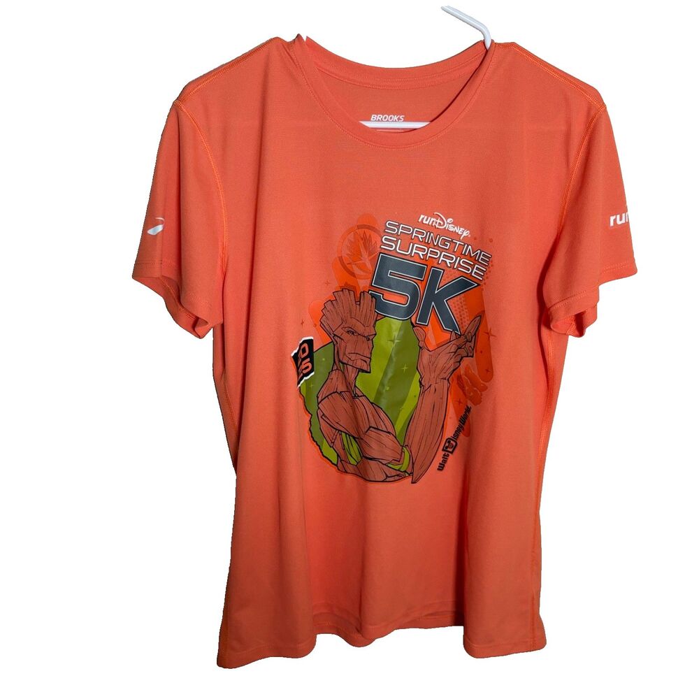 RunDisney Groot 5K Shirt Women's Large Orange Brooks 2025